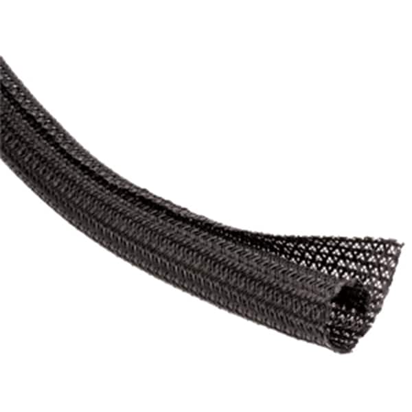Braided Cable Sleeve, 1 in Inside Dia., 10 ft, Black